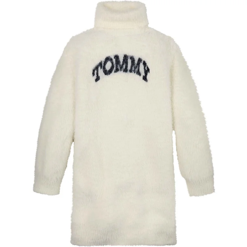 Tommy Hilfiger Ivory Petal Turtleneck Fluffy Sweat Dress