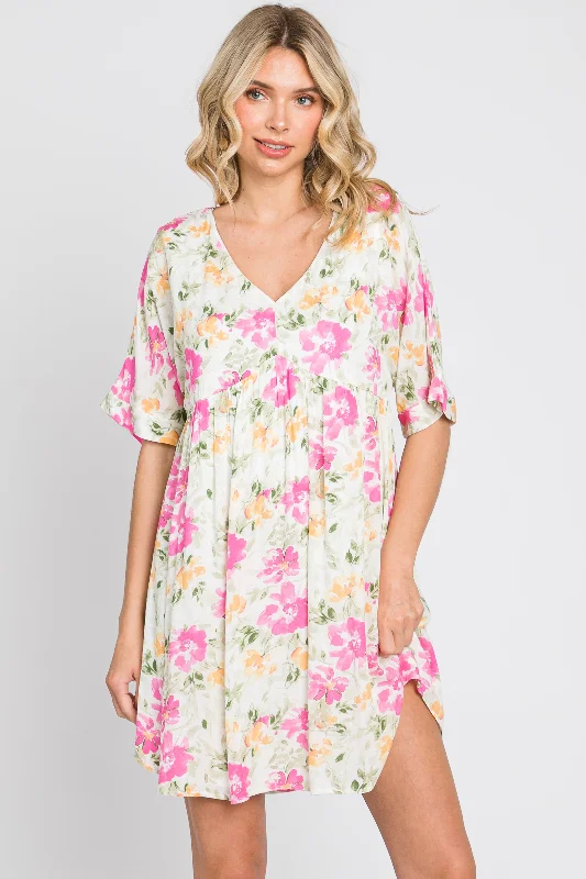 White Floral Babydoll Dress