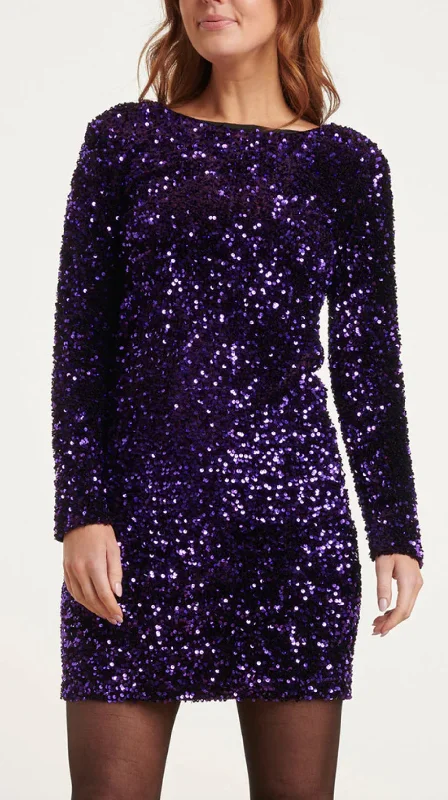 Sophia Purple Sequin Dress