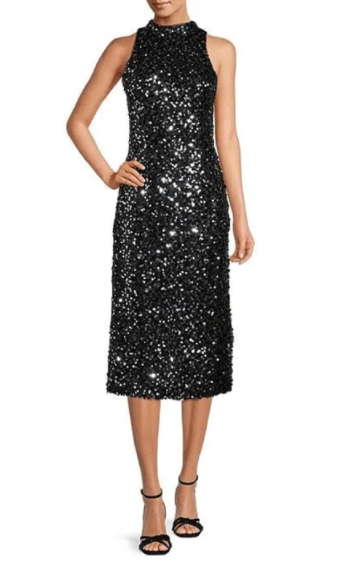 Donna Morgan D8221M - Sequined Tea Length Dress