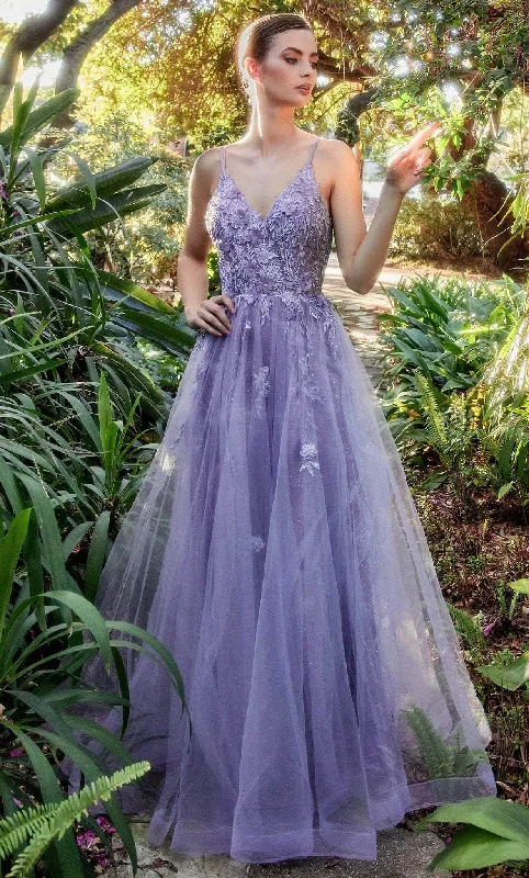 Andrea and Leo A1191 - Deep V-Neck Tulle Prom Gown