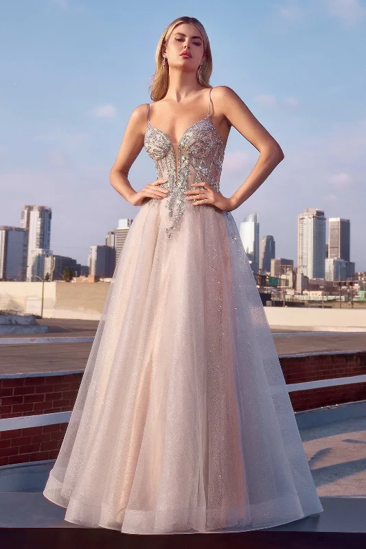 Applique Sleeveless Tulle Gown by Ladivine CC0881