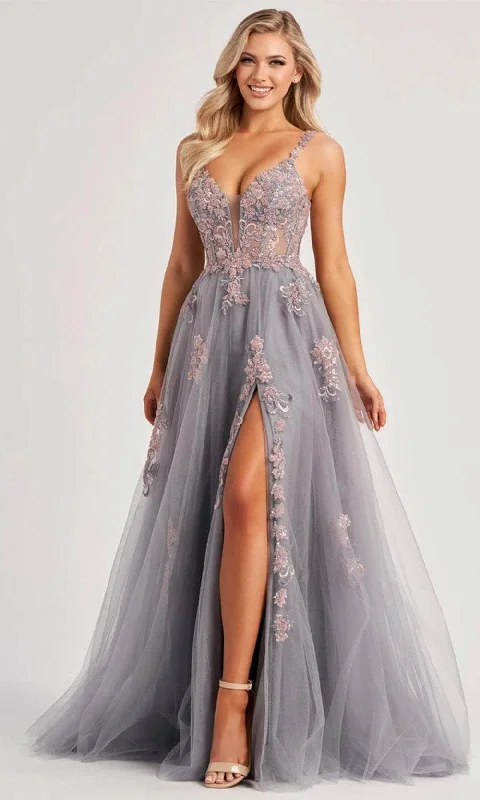 Colette By Daphne CL8130 - Applique Tulle Prom Dress