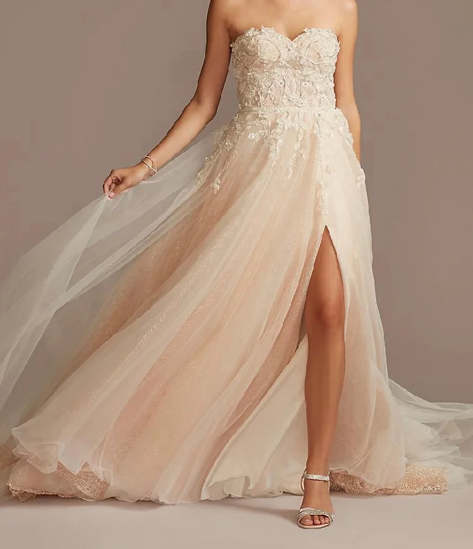 Galina Floral Wedding Dress with Metallic Tulle/SWG871