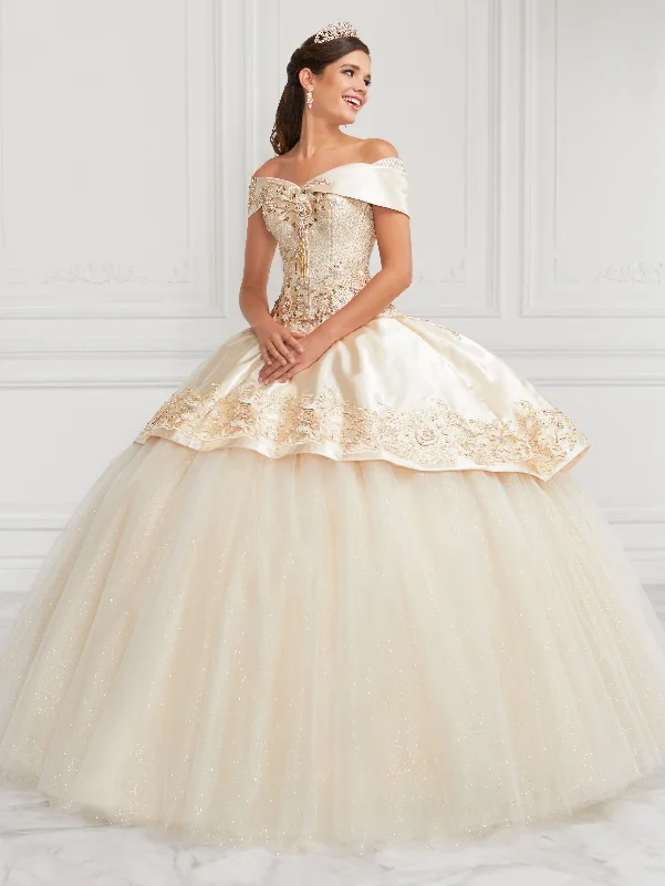 Off Shoulder Glitter Tulle Quinceanera Dress by LA Glitter 24069