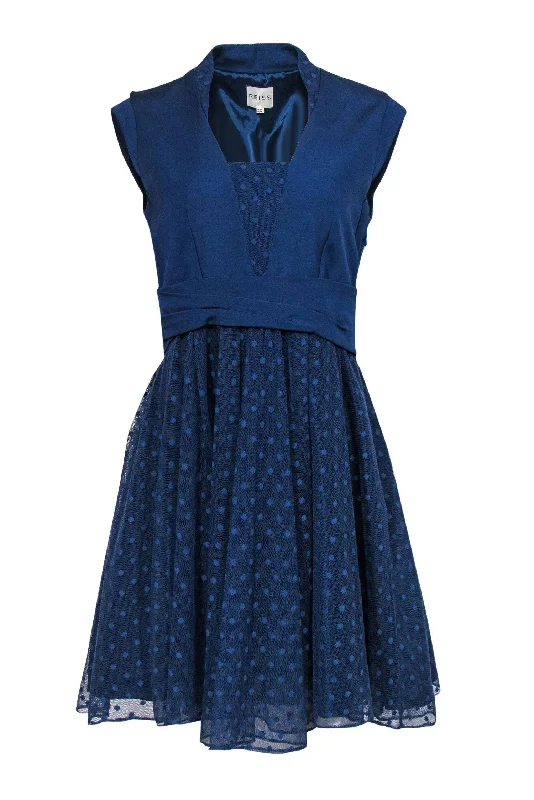 Reiss - Smokey Blue Polka Dot Tulle Dress Sz 8