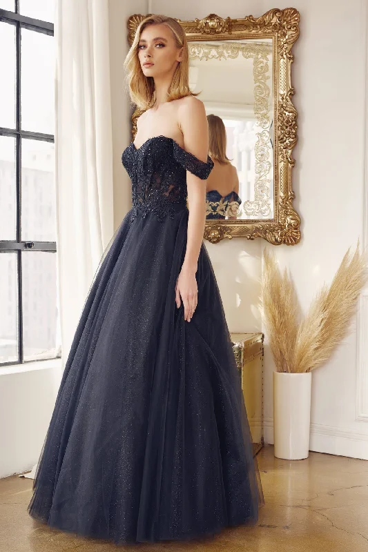 Everlasting Elegance: Enchanting Off-the-Shoulder Embroidered Tulle Gown for Unforgettable Occasions