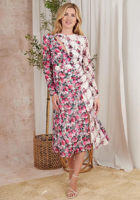 Hope & Ivy Doroty Floral Midi Dress, Pink Multi