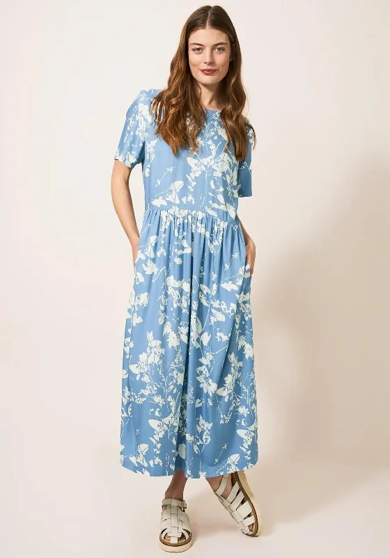 White Stuff Elisa Abstract Print Midi Dress, Blue