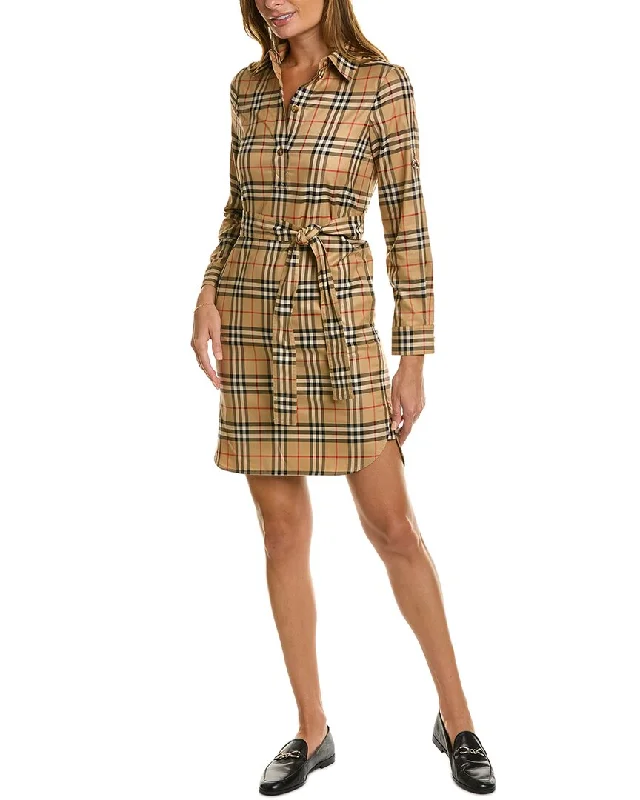 Burberry Tie Waist Check Shirtdress