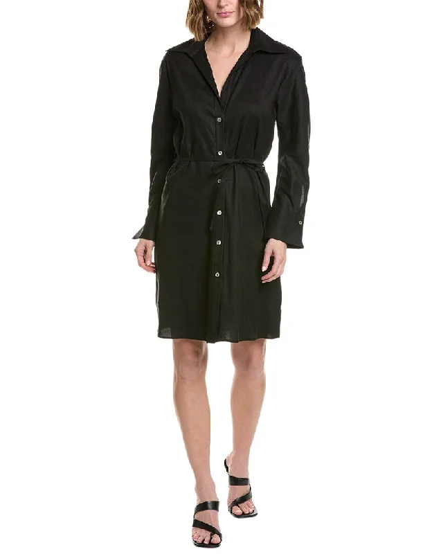 Vince Tie-Back Linen-Blend Shirtdress